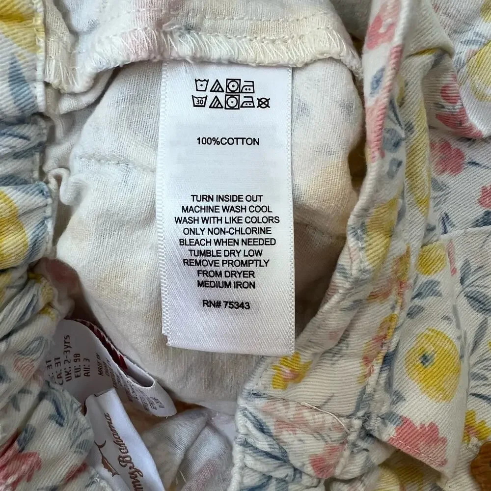 🍄3/$15 Tommy Bahama Shorts Girls 3T Blue Floral Pull On Cotton Casual Summer